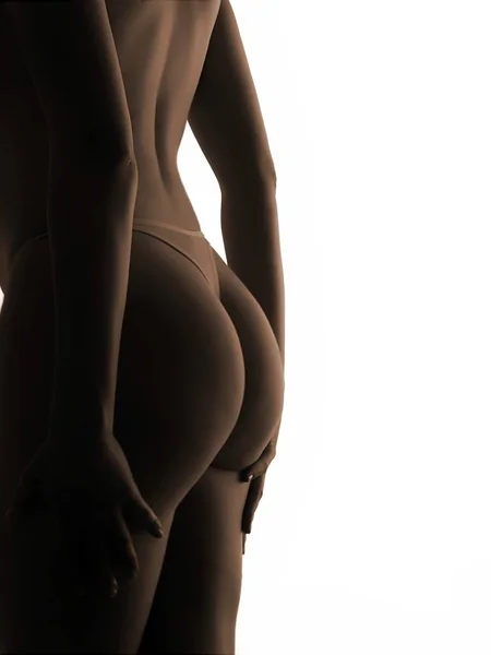 Naken Ung Kvinna Kvinnlig Kropp Silhouete — Stockfoto