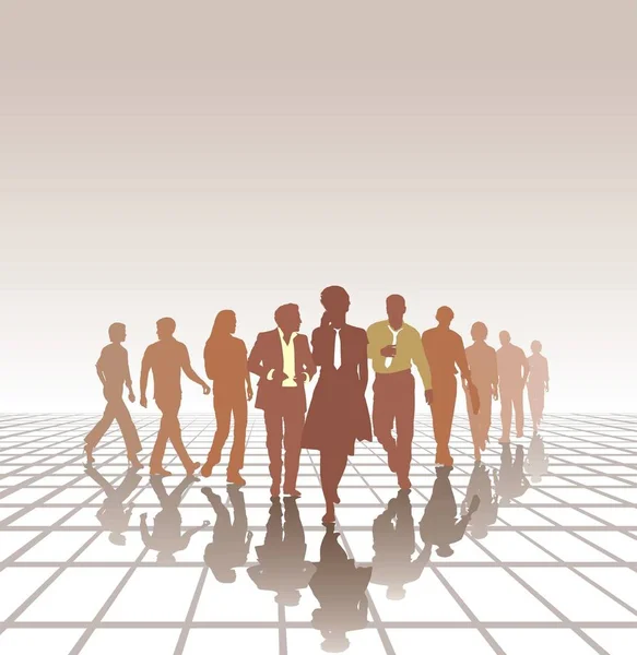 People Three Line Silhouette Color Isolated — Stock Photo, Image