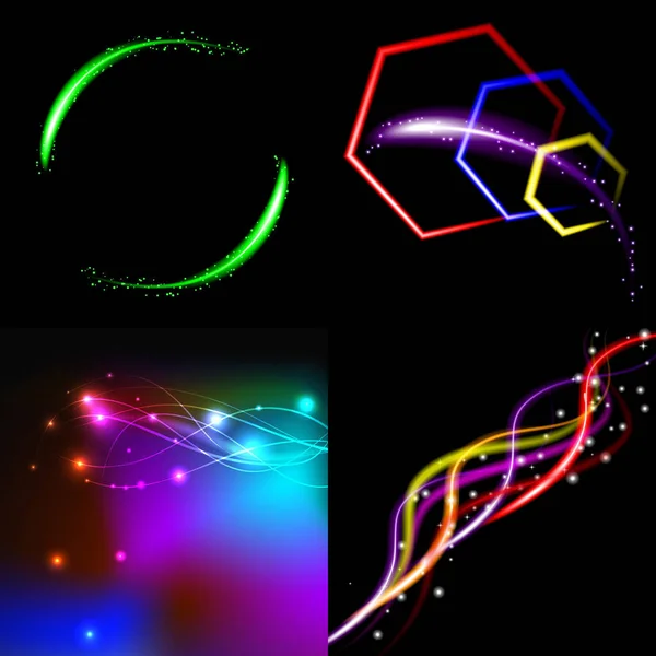 Set Colorful Abstract Background Blurred Magic Neon Light Curved Lines — Stock Photo, Image