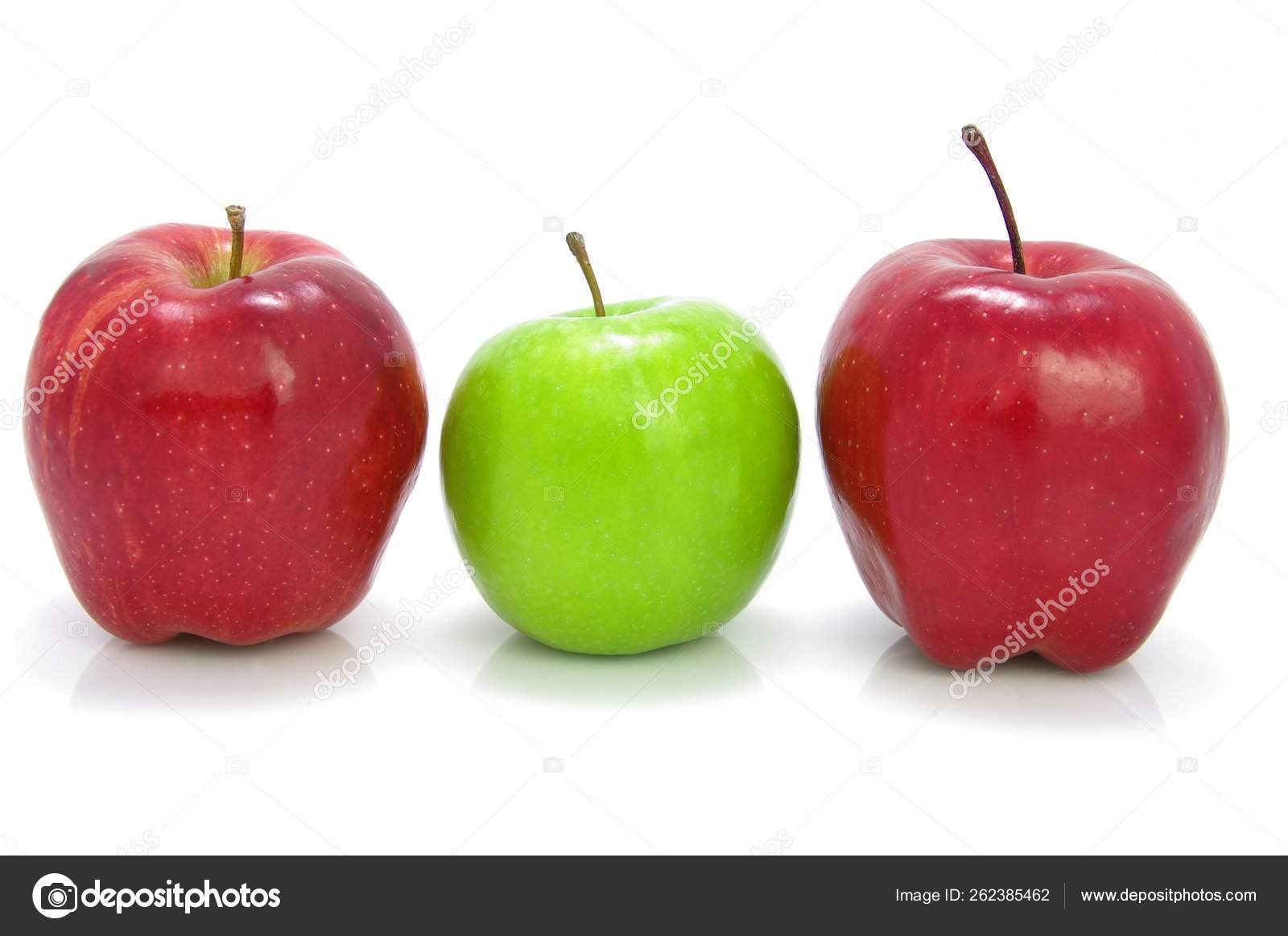 Granny Smith Red Delicious Varieties Apple Whole Fruit Isolated White