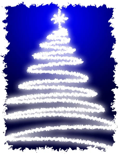 Árbol Navidad Artístico Con Gradación Fondo Azul — Foto de Stock