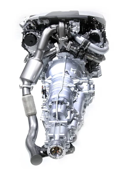 Nagyméretű Személygépkocsi Motor Izolált Fehér Háttér — Stock Fotó