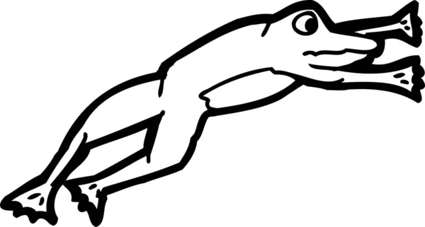 Hand Drawn Cartoon Outline Jumping Frog — Stock Photo, Image