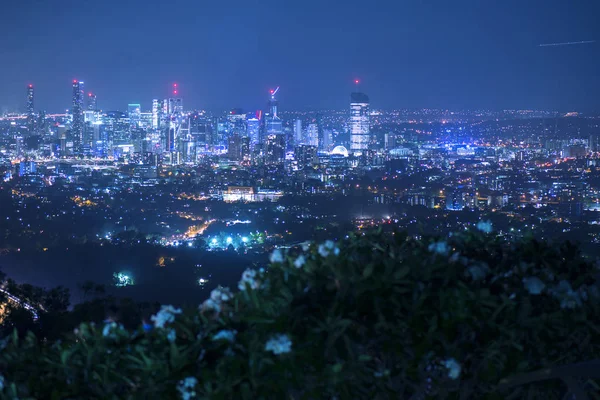 Vista Brisbane Desde Monte Coot Tha Por Noche Queensland Australia —  Fotos de Stock