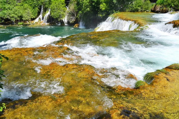 Watervallen Rivier Krka Nationaal Park Dalmatia Kroatië — Stockfoto