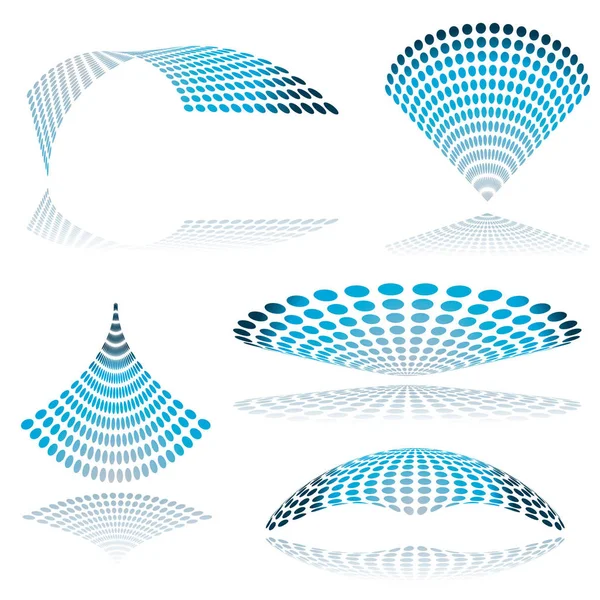 Collection Five Mesh Shapes Blue Drop Shadow — Stock Photo, Image