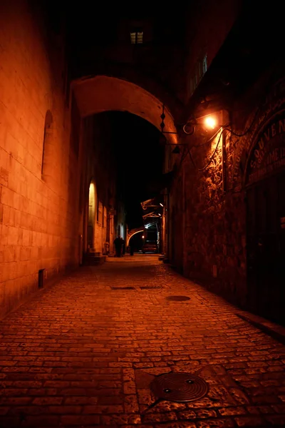 Romantic Night Streets Old City Jerusalem — Stock Photo, Image