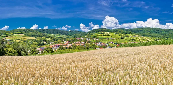 Paisagem Agrícola Idílica Montanha Kalnik Aldeia Sudovec Croácia — Fotografia de Stock