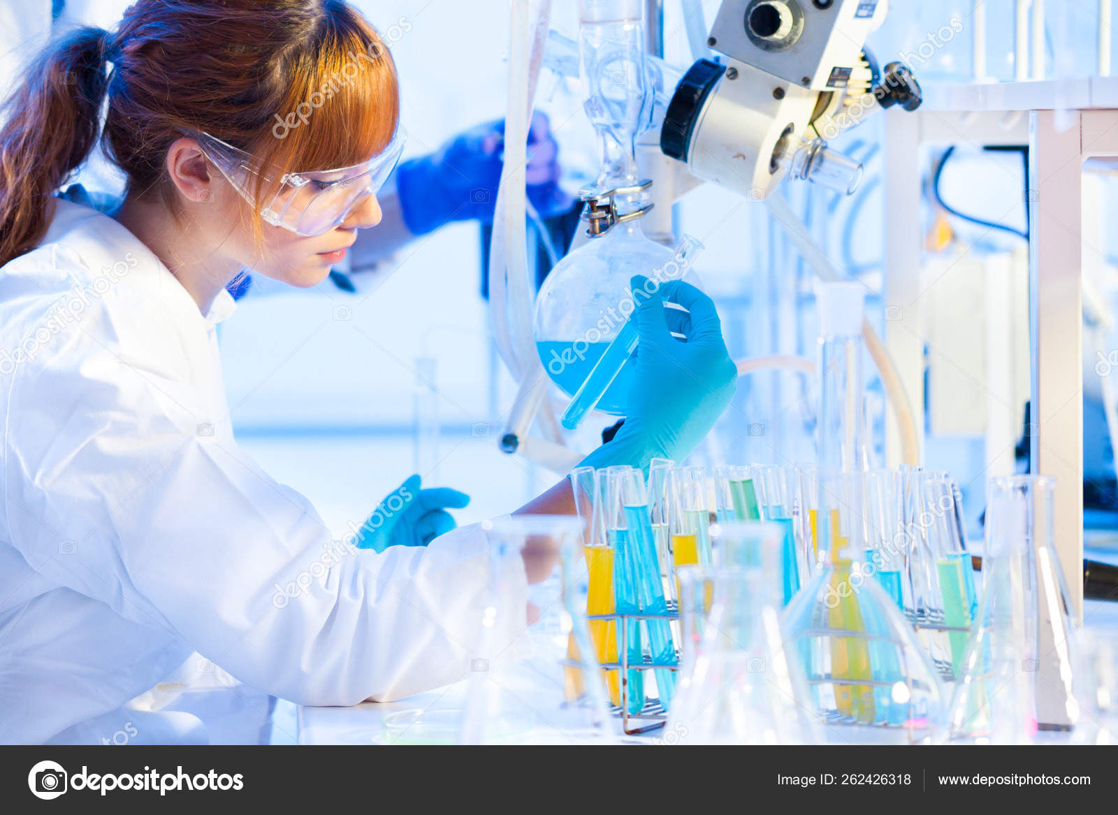 Chemical Laboratory Scene Attractive Young Phd Student Her Post