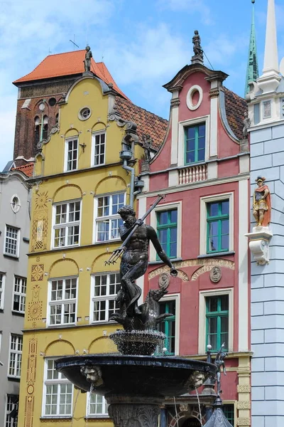 Polonya Neptün Çeşmesi Old Town Gdansk — Stok fotoğraf