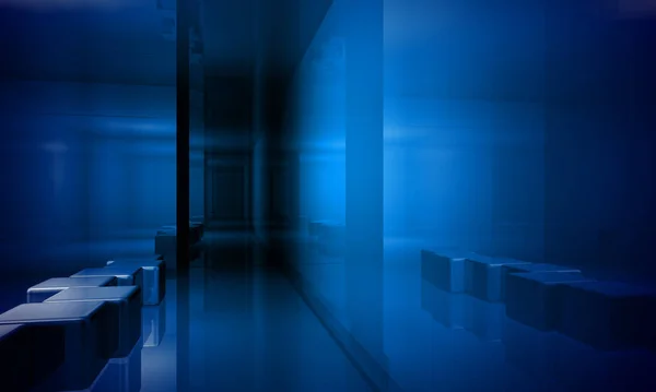 Будівля Приміщенні Простір Офісу Ефектами Синього Світла — стокове фото