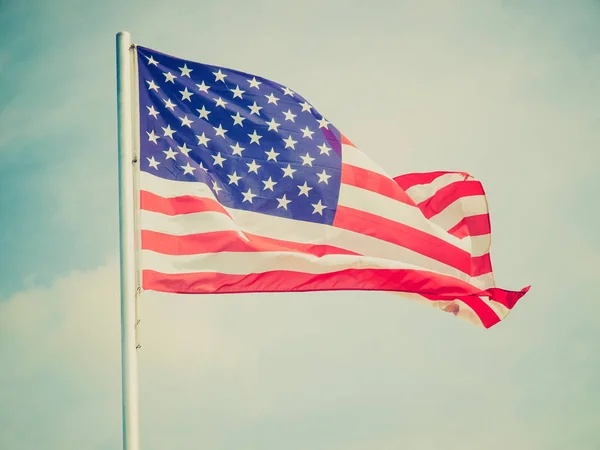 Vintage Retro Söker Flagga Usa Amerikas Förenta Stater Flyter Vinden — Stockfoto