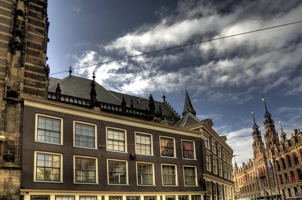 Cena Cidade Velha Amsterdam Terras Baixas Hdr — Fotografia de Stock