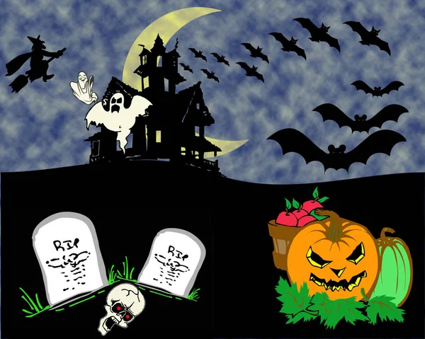 Illusztráció Összetétele Halloween Háttér Kártya Vagy Meghívó Party — Stock Fotó