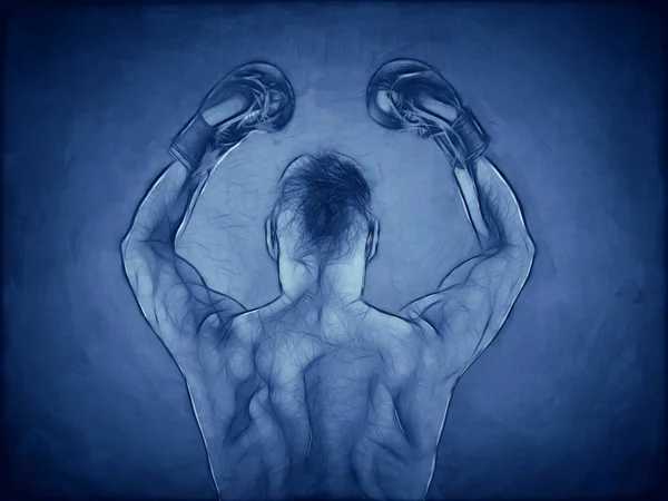 Una Imagen Boxeador Musculoso Azul — Foto de Stock