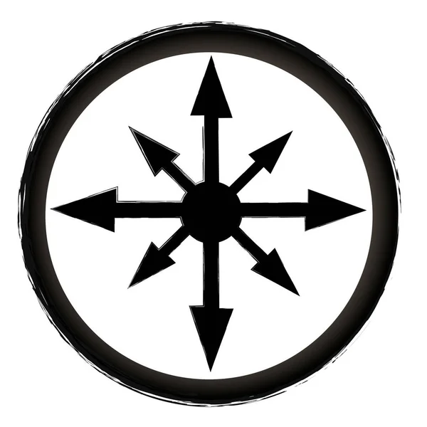 Chaos Zeichen Schwarz Weiß Linie Religion Symbol — Stockfoto