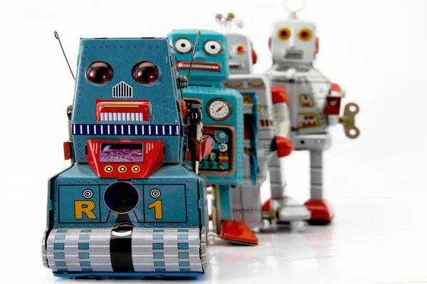 Malá Modrá Robotka Izolovaná — Stock fotografie