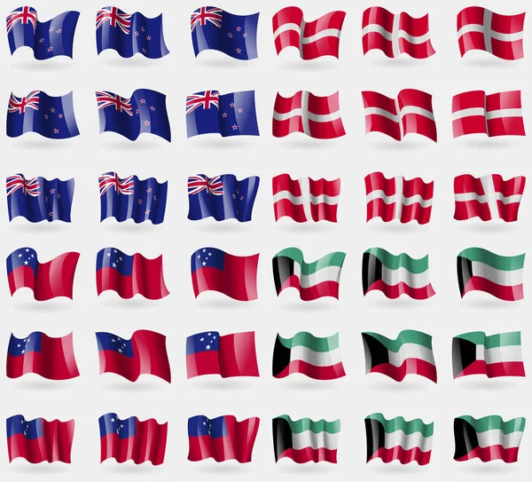 Nueva Zelanda Orden Militar Malta Samoa Kuwait Conjunto Banderas Los — Foto de Stock