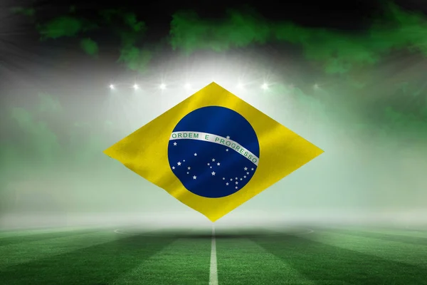 Cyfrowo Wygenerowany Brazylijski Flagi Narodowej Boiska Piłki Nożnej Pod Zielone — Zdjęcie stockowe