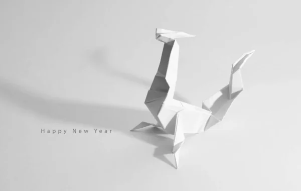 Tarjeta Felicitación Año Nuevo Origami Dragón —  Fotos de Stock