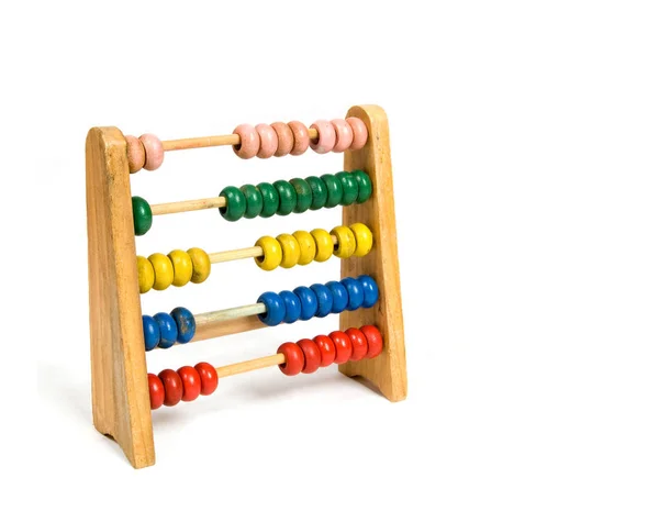 Egy Fából Készült Abacus Izolált Fehér Alapon — Stock Fotó