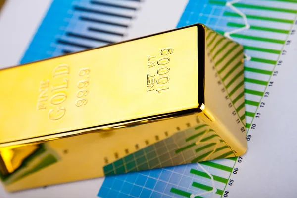 Finanzindikatoren Chart Goldbarren — Stockfoto