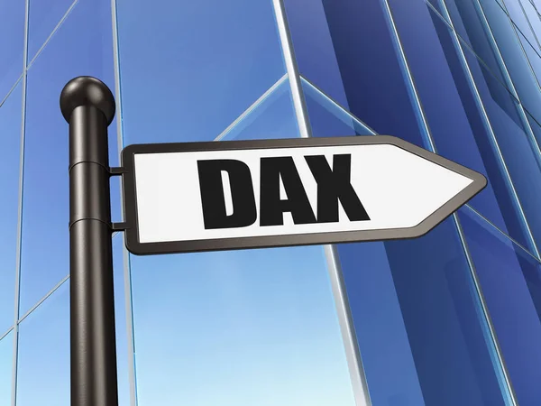 Концепция Индексов Фондового Рынка Подписать Dax Фоне Строительства Рендеринг — стоковое фото