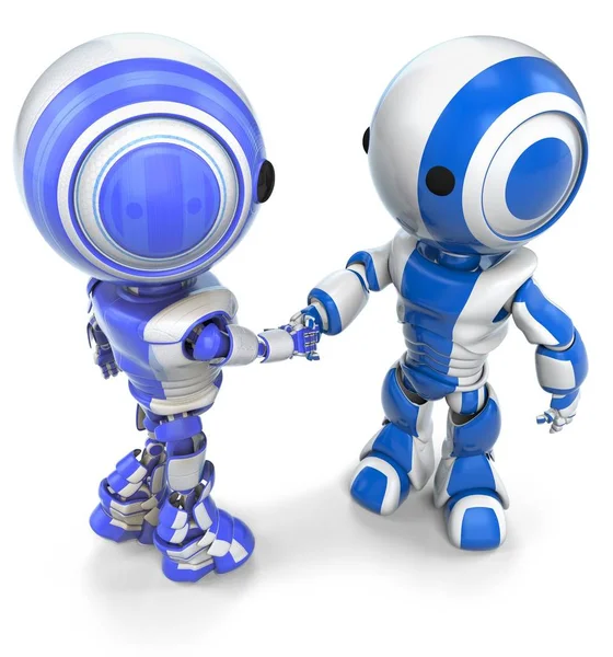 Dwa Roboty Nieco Odmienne Wyglądzie Drżenie Rąk Dobra Koncepcja Pracy — Zdjęcie stockowe