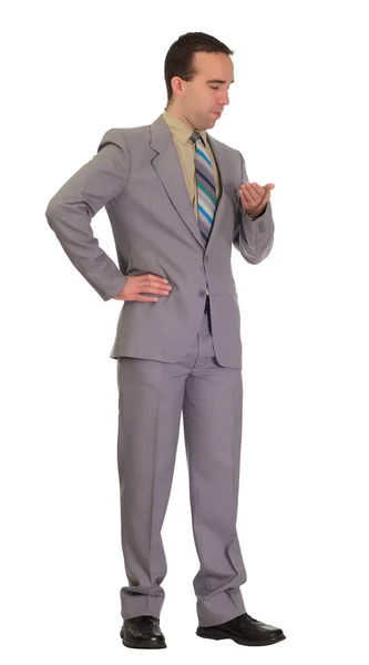 Full Length View Businessman Waiting Looking His Pocket Watch — Stock Photo, Image