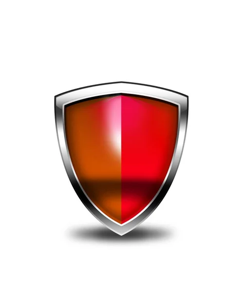 Red Security Shield Isolerad Vit Bakgrund — Stockfoto