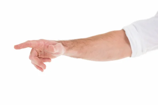 Businessmans Ręką Wskazując Koszuli Białym Tle — Zdjęcie stockowe