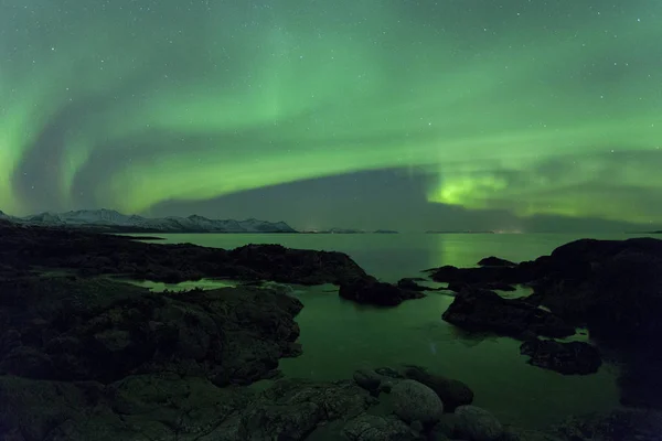 Vista Panorâmica Aurora Boreal Nordlyset Bronnoysund — Fotografia de Stock