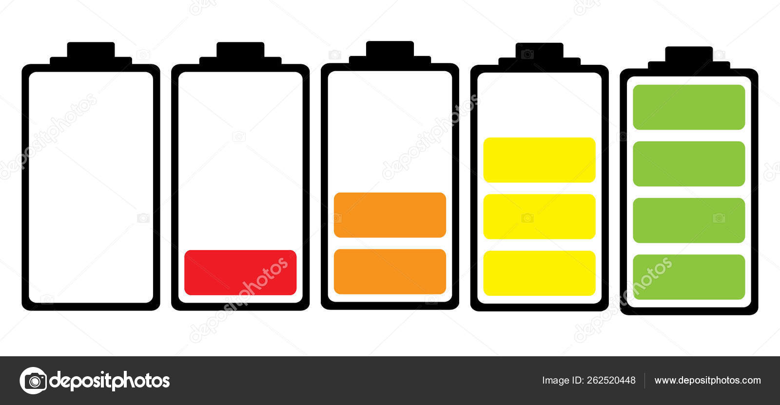 Simple Illustrated Battery Icon Colourful Charge Level Stock Photo Image By C Yayimages