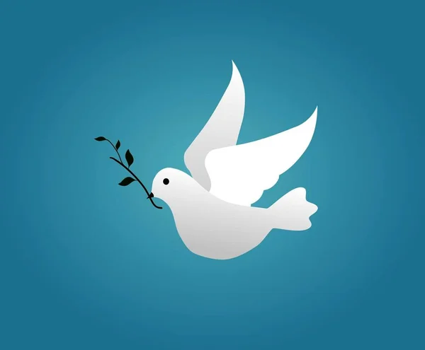 Illustrated White Dove Holding Olive Branch — Stock Photo, Image