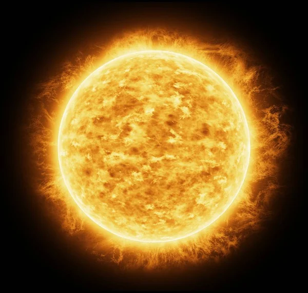 Sol Laranja Brilhante Quente Fundo Espaço Preto Ilustração — Fotografia de Stock