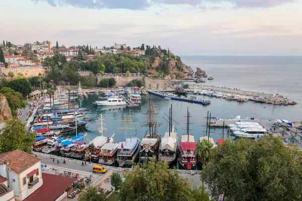 Båtar Gamla Hamnen Antalya City Turkiet — Stockfoto