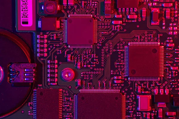 Close Shot Van Een Printplaat Microchips Andere Elektronische Componenten Sterke — Stockfoto