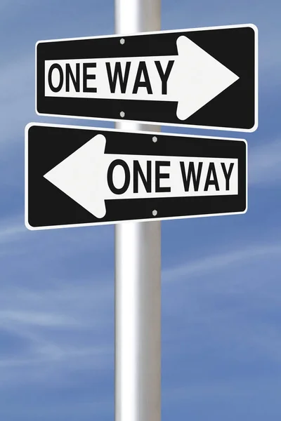 異なる方向を指す2つの方法の道路標識 — ストック写真