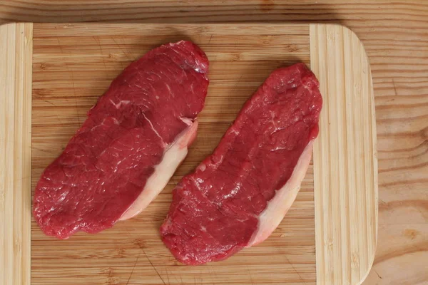 Rare Rump Steak Getting Prepared — Stock Photo, Image