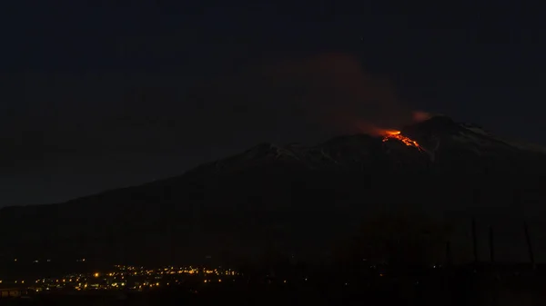 Erupción Volcán Etna Abril 2017 Etna Estratovolcán Activo Costa Este —  Fotos de Stock