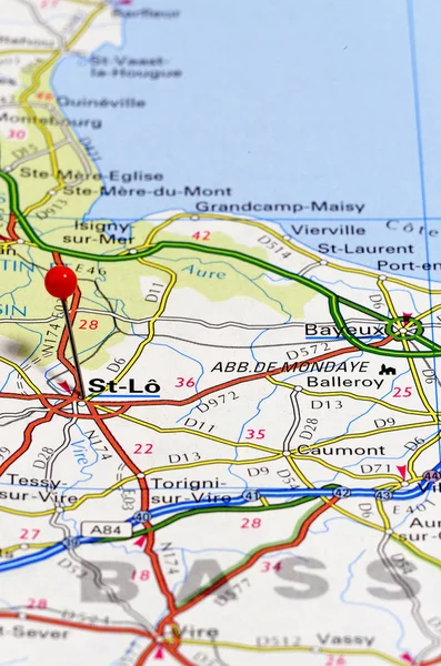 サンロのクローズアップマップ フランスのサン キューティ 都市地図 — ストック写真