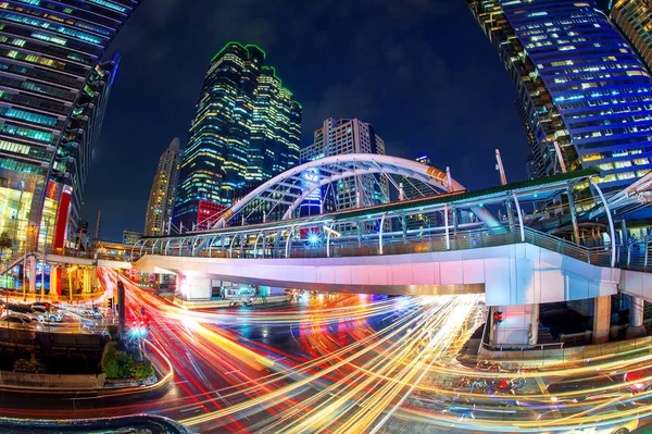 Traffic lighting on Sathorn road, Business center of Bangkok,Thailand.