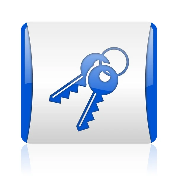 Lesklý Ikona Klíče Modré Čtvercové Webové — Stock fotografie