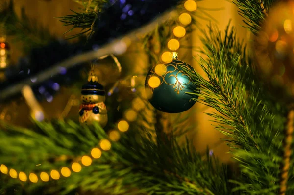 Vánoční Dekorace Větvích Stromu Nový Rok — Stock fotografie