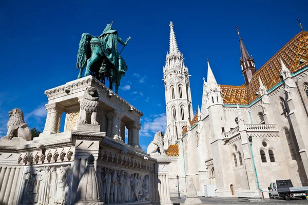 Estatua Ecuestre Stephen Matthias Iglesia Budapest Hungary — Foto de Stock