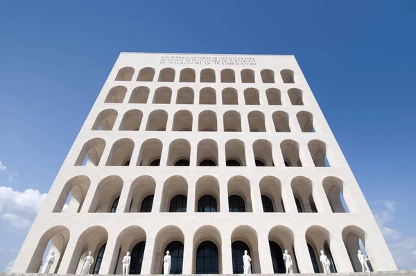 Vista Para Coliseu Quadrado Zona Eur Roma Itália Perspectiva Grande — Fotografia de Stock