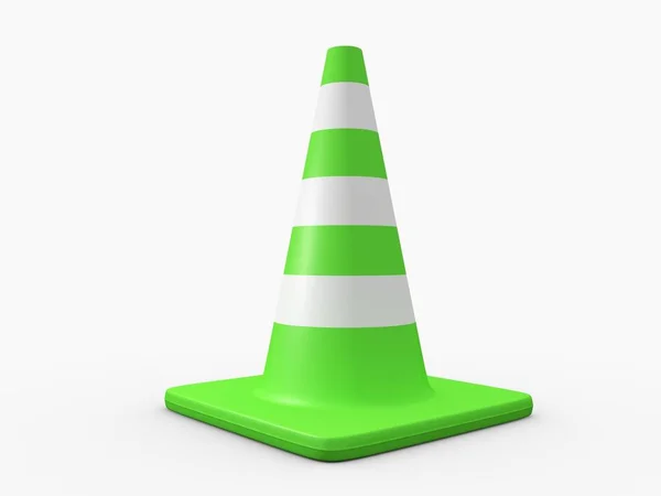 Green Traffic Cone Standing Out Crowd High Resolution Image White — Stock Photo, Image