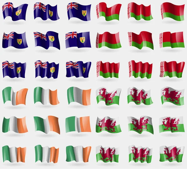Turcos Caicos Belarús Irlanda Gales Conjunto Banderas Los Países Del — Foto de Stock