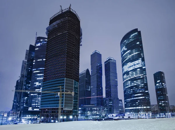 Construção Novos Negócios Modernos Centro Moscou Noite — Fotografia de Stock