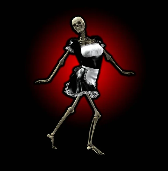 Esqueleto Femenino Con Uniforme Criada —  Fotos de Stock